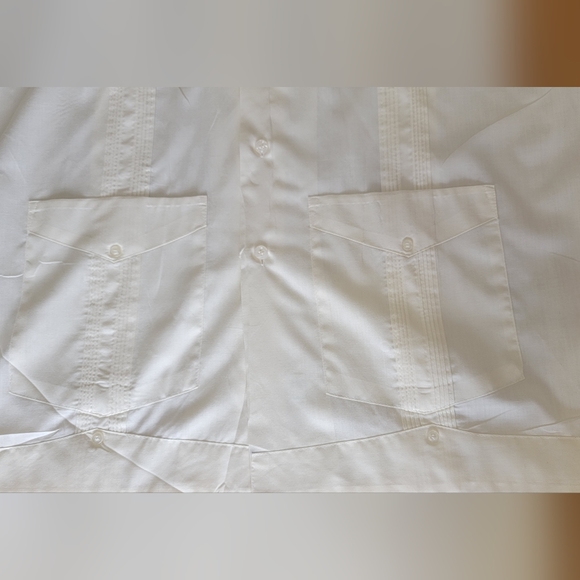 Mens  authentic guayaberas Style Button Shirt Mens Large. White. - Picture 11 of 12
